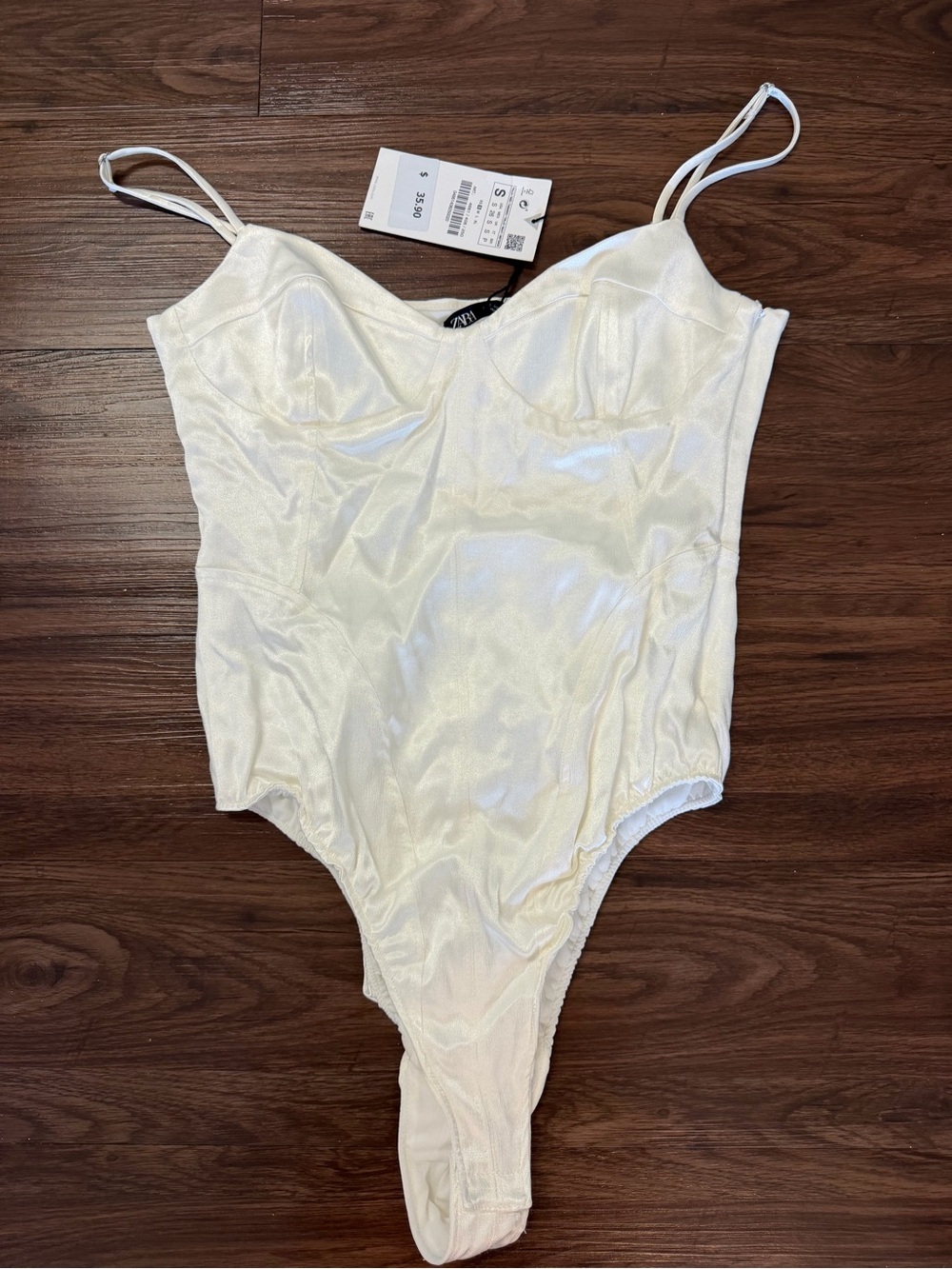 Zara White Satin Bustier Bodysuit